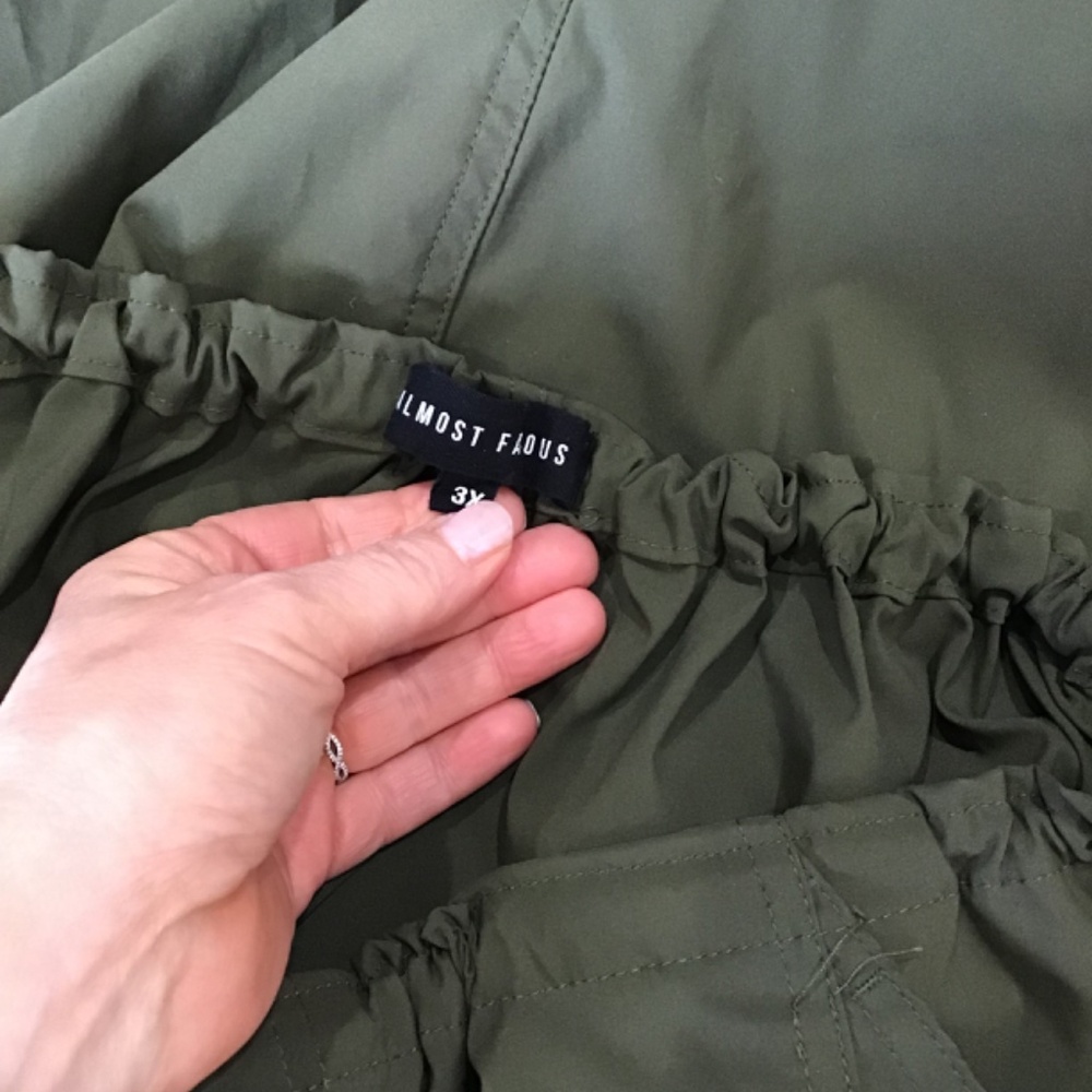 Almost Famous Women Size 3X Olive Green Parachute Cargo Midi Skirt Y2K Rave - Picture 9 of 12